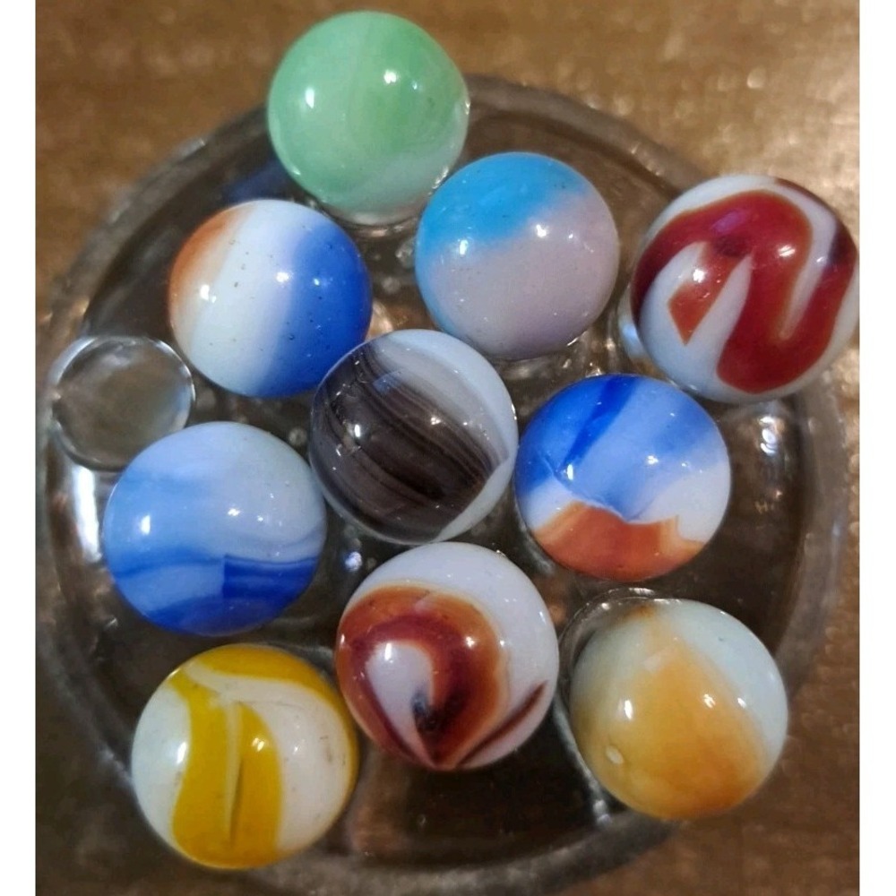 Lot Of 10 Estate Sale Marbles.  Mixed Colors Not UV Reactive.